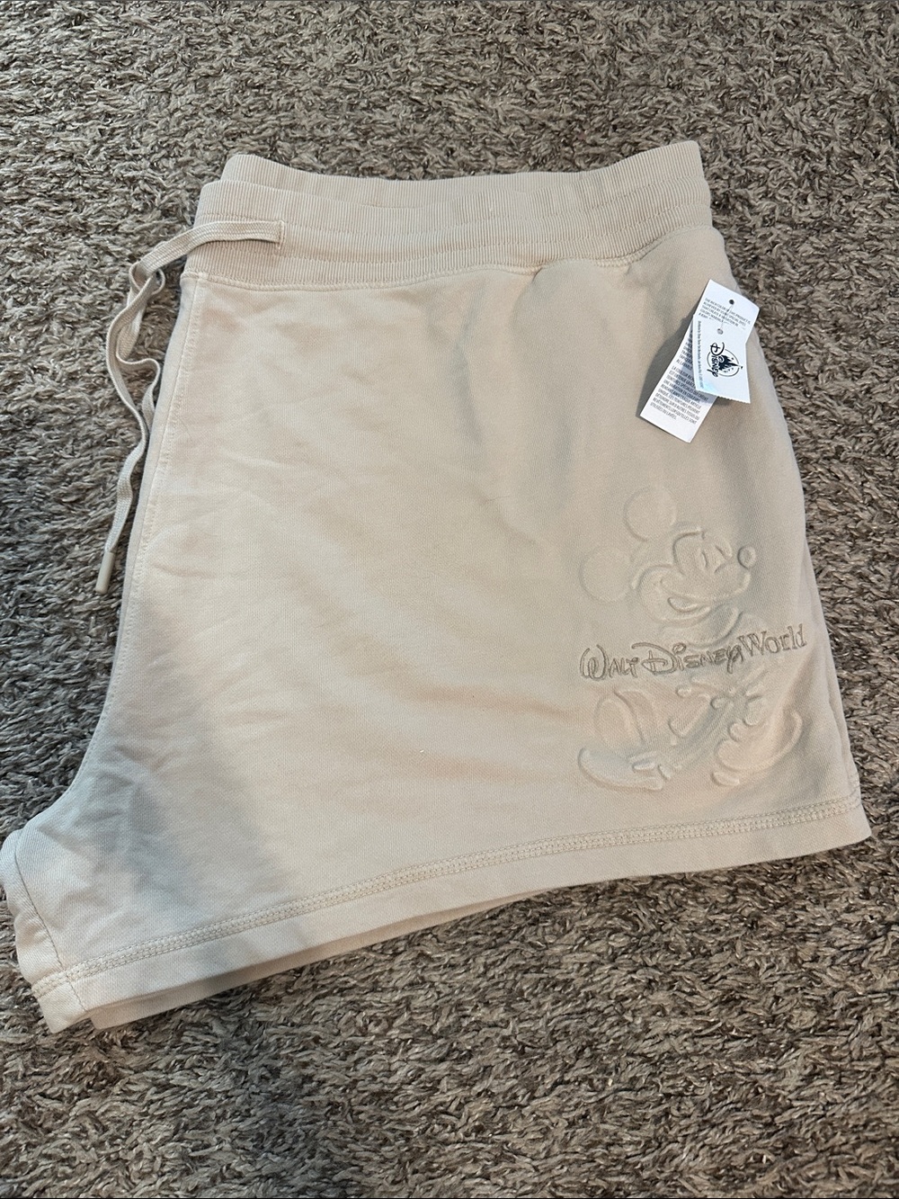 Disney Women's tan Embossed Mickey Drawstring lounge shorts